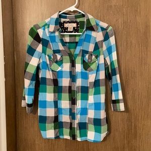 Plaid button up blouse